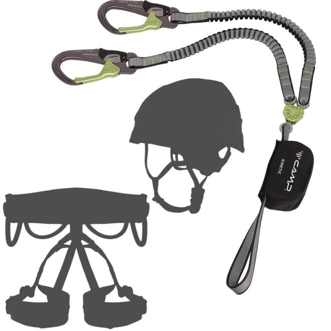 Oliunìd Deal Kit CAMP Kinetic Gyro Rewind Set für Klettersteig + Helm- und Gurtset für Klettersteig