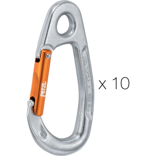 Petzl Tiptop Steel (Packung mit 10) Klettersteigkarabiner
